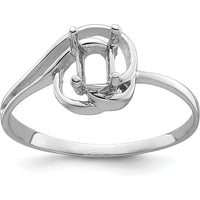 14K White Gold Polished Oval Gemstone Ring Mounting - 7x5 Oval by Monteluci Fine Jewelry