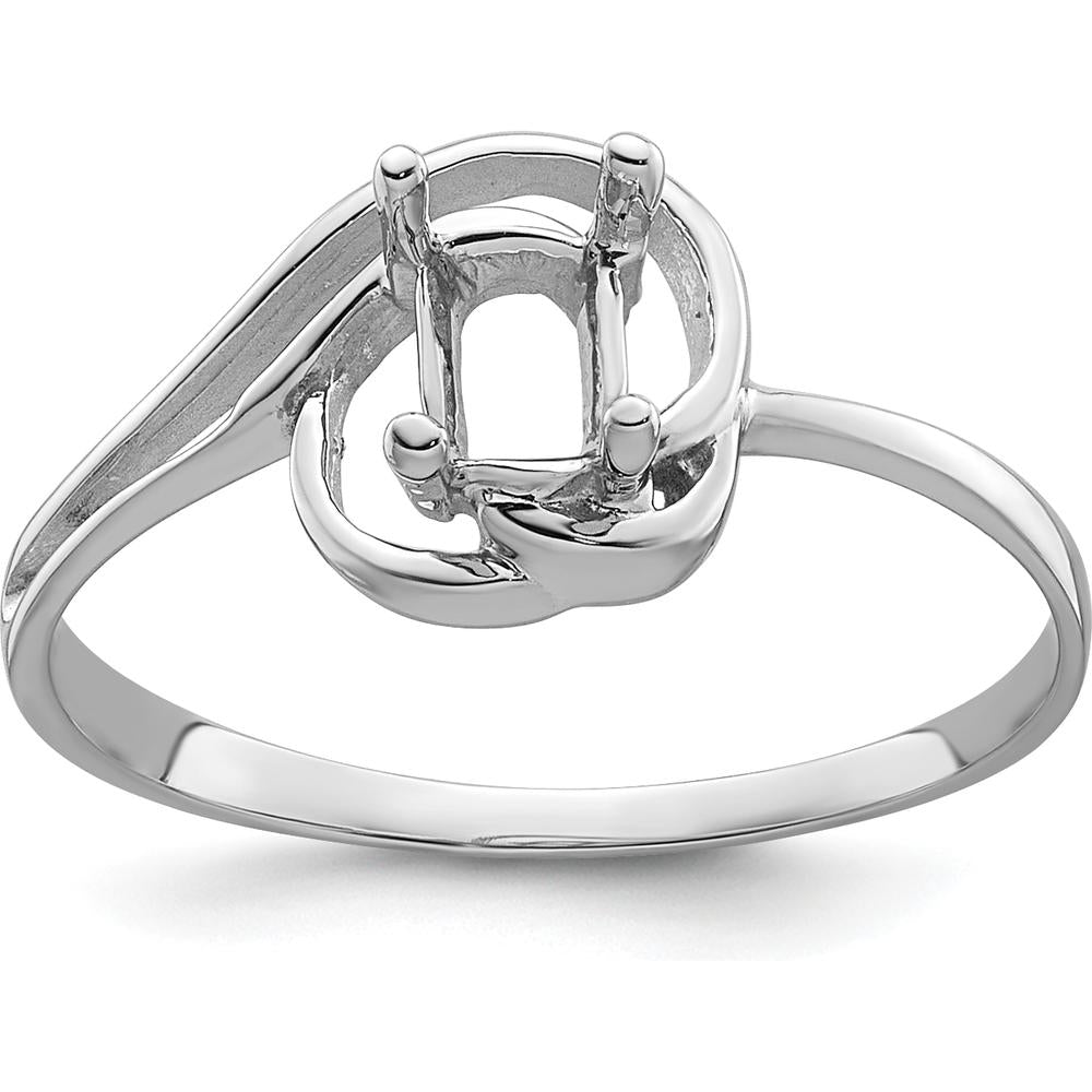 14K White Gold Polished Oval Gemstone Ring Mounting - 7x5 Oval by Monteluci Fine Jewelry