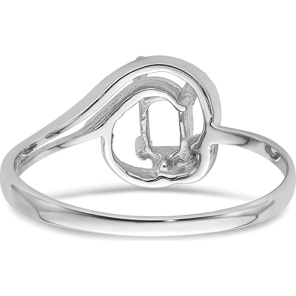 14K White Gold Polished Oval Gemstone Ring Mounting - 7x5 Oval by Monteluci Fine Jewelry