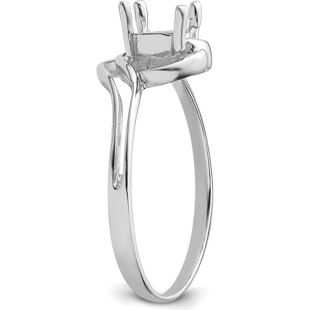 14K White Gold Polished Oval Gemstone Ring Mounting - 7x5 Oval by Monteluci Fine Jewelry
