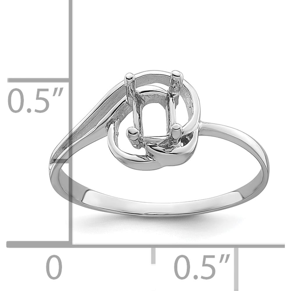 14K White Gold Polished Oval Gemstone Ring Mounting - 7x5 Oval by Monteluci Fine Jewelry