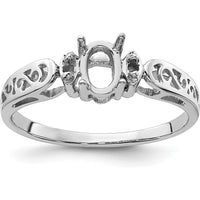 14K White Gold Polished Oval Gemstone Ring Mounting for 6x4 Gemstone by Monteluci Fine Jewelry