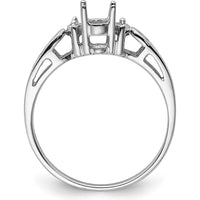 14K White Gold Polished Oval Gemstone Ring Mounting for 6x4 Gemstone by Monteluci Fine Jewelry