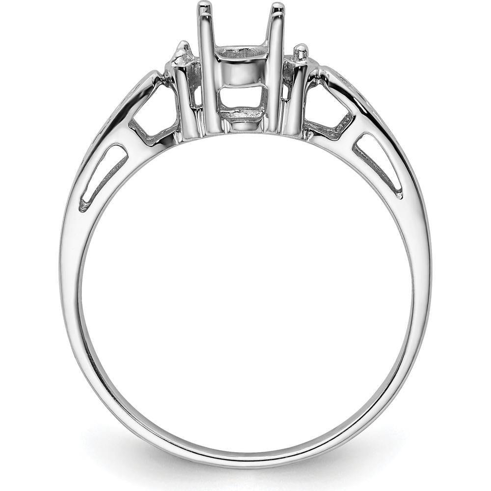 14K White Gold Polished Oval Gemstone Ring Mounting for 6x4 Gemstone by Monteluci Fine Jewelry