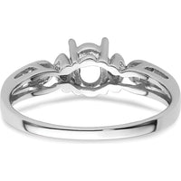 14K White Gold Polished Oval Gemstone Ring Mounting for 6x4 Gemstone by Monteluci Fine Jewelry