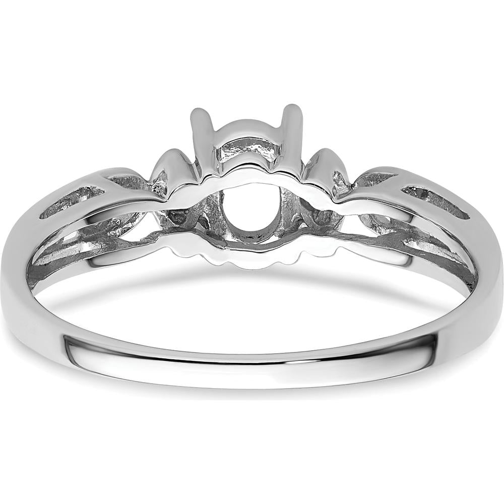 14K White Gold Polished Oval Gemstone Ring Mounting for 6x4 Gemstone by Monteluci Fine Jewelry