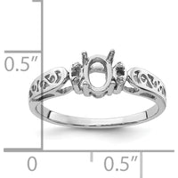 14K White Gold Polished Oval Gemstone Ring Mounting for 6x4 Gemstone by Monteluci Fine Jewelry