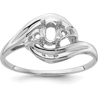 14K White Gold Polished Oval Gemstone Ring Mounting for Custom Designs - 5x3 Oval Setting by Monteluci Fine Jewelry