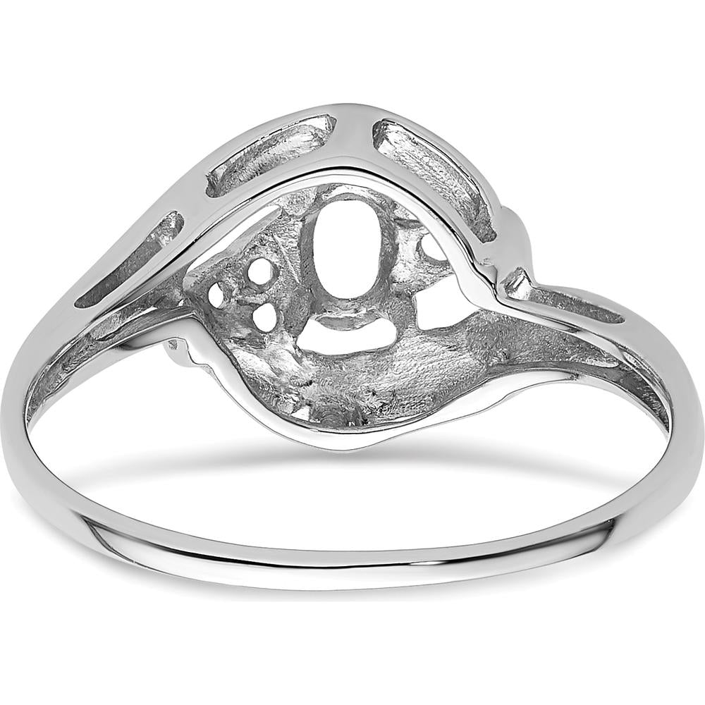 14K White Gold Polished Oval Gemstone Ring Mounting for Custom Designs - 5x3 Oval Setting by Monteluci Fine Jewelry