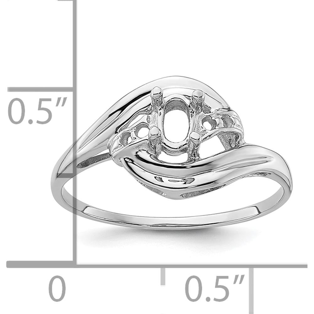 14K White Gold Polished Oval Gemstone Ring Mounting for Custom Designs - 5x3 Oval Setting by Monteluci Fine Jewelry