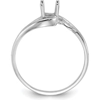 14K White Gold Polished Oval Gemstone Ring Mounting for Custom Stone - 6x4 Oval Shape by Oro Pregiato