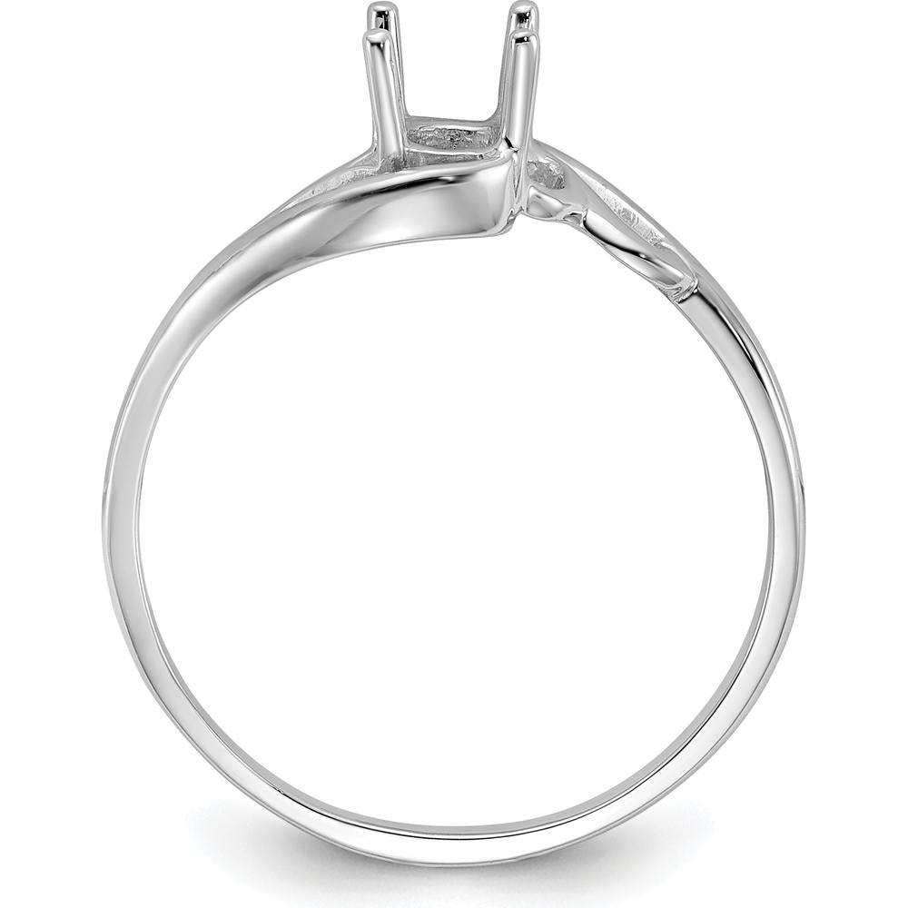 14K White Gold Polished Oval Gemstone Ring Mounting for Custom Stone - 6x4 Oval Shape by Oro Pregiato