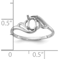14K White Gold Polished Oval Gemstone Ring Mounting for Custom Stone - 6x4 Oval Shape by Oro Pregiato
