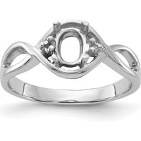 14K White Gold Polished Oval Gemstone Ring Mounting with Rhodium Plating - 6x4 Stone Size by Monteluci Fine Jewelry
