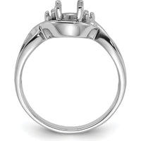 14K White Gold Polished Oval Gemstone Ring Mounting with Rhodium Plating - 6x4 Stone Size by Monteluci Fine Jewelry