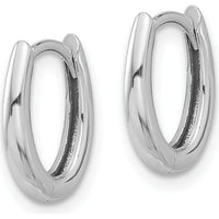 14K White Gold Polished Oval Hinged Hoop Earrings - 12.6mm Length by 0