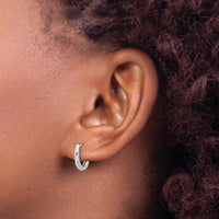 14K White Gold Polished Oval Hinged Hoop Earrings - 12.6mm Length by 0