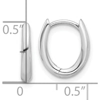 14K White Gold Polished Oval Hinged Hoop Earrings - 12.6mm Length by 0