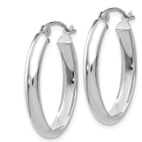 14K White Gold Polished Oval Hoop Earrings - 16mm Length, 3.5mm Thickness by 0