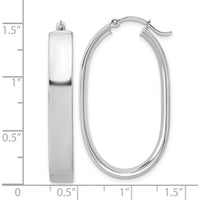 14K White Gold Polished Oval Hoop Earrings - Lightweight & Rhodium Plated by 0