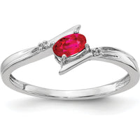 14K White Gold Polished Oval Ruby and Diamond Bypass Ring - 0.32 Carat Ruby, 0.0086 Carat Total Diamond Weight by 0