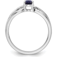 14K White Gold Polished Oval Sapphire and Round Diamond Ring - 0.61 Carat Sapphire, 0.0035 Carat Total Diamond Weight by 0