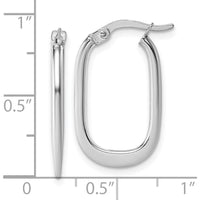 14K White Gold Polished Oval Tapered Tube Hoop Earrings - 24.5mm Length by 0