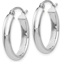 14K White Gold Polished Oval Tube Hoop Earrings - 21.5mm Length by 0