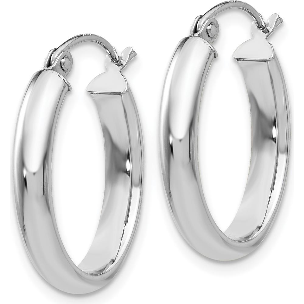 14K White Gold Polished Oval Tube Hoop Earrings - 21.5mm Length by 0