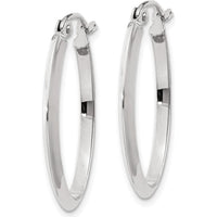 14K White Gold Polished Oval Tube Hoop Earrings - 22mm Length, 17mm Width by 0