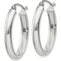 14K White Gold Polished Oval Tube Hoop Earrings - 25mm Length, Rhodium Plated by 0