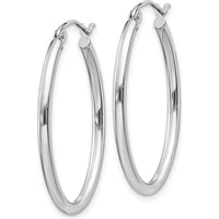 14K White Gold Polished Oval Tube Hoop Earrings - 30mm Length by 0