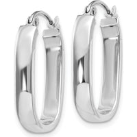 14K White Gold Polished Oval Tube Hoop Earrings - Elegant Design 22mm by 0