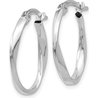 14K White Gold Polished Oval Twist Hoop Earrings - Elegant and Timeless Design by 0