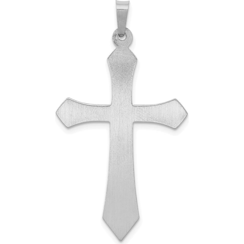 14K White Gold Polished Passion Cross Pendant with Rhodium Plating by Oro Pregiato