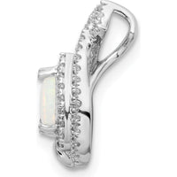 14K White Gold Polished Pear Opal and Diamond Pendant with 41 Round Diamonds - 0.22 Carat Opal, 0.01 Carat Total Diamond Weight by Oro Pregiato