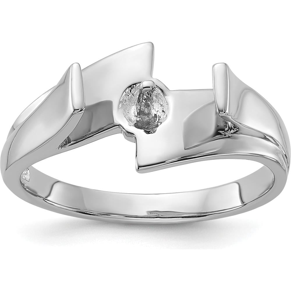 14K White Gold Polished Pearl Ring Mounting - 6mm Stone Setting by Oro Pregiato