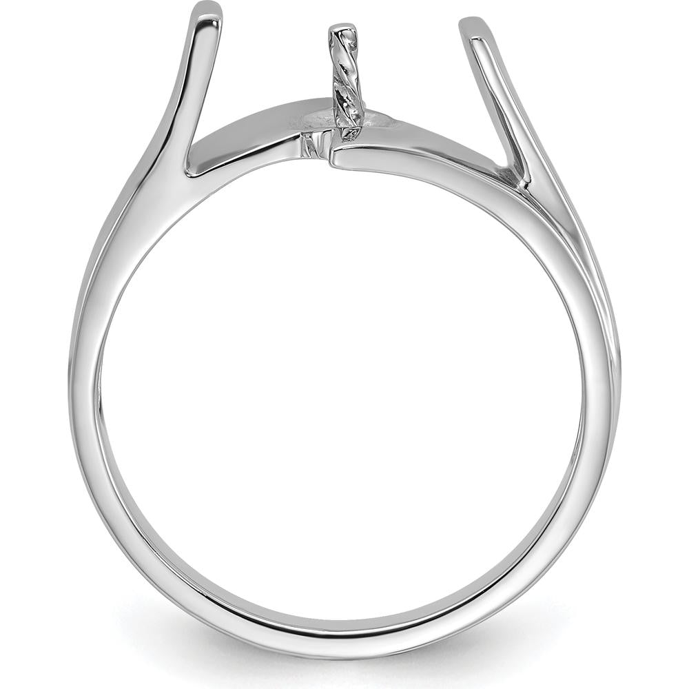14K White Gold Polished Pearl Ring Mounting - 6mm Stone Setting by Oro Pregiato