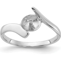 14K White Gold Polished Pearl Ring Mounting - 7mm Stone Setting by Oro Pregiato