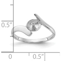 14K White Gold Polished Pearl Ring Mounting - 7mm Stone Setting by Oro Pregiato