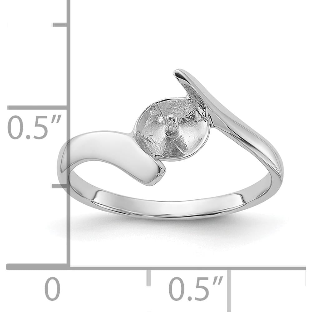 14K White Gold Polished Pearl Ring Mounting - 7mm Stone Setting by Oro Pregiato