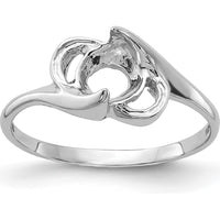 14K White Gold Polished Pearl Ring Mounting - Elegant Rhodium-Plated Design for Custom Creations by Monteluci Fine Jewelry