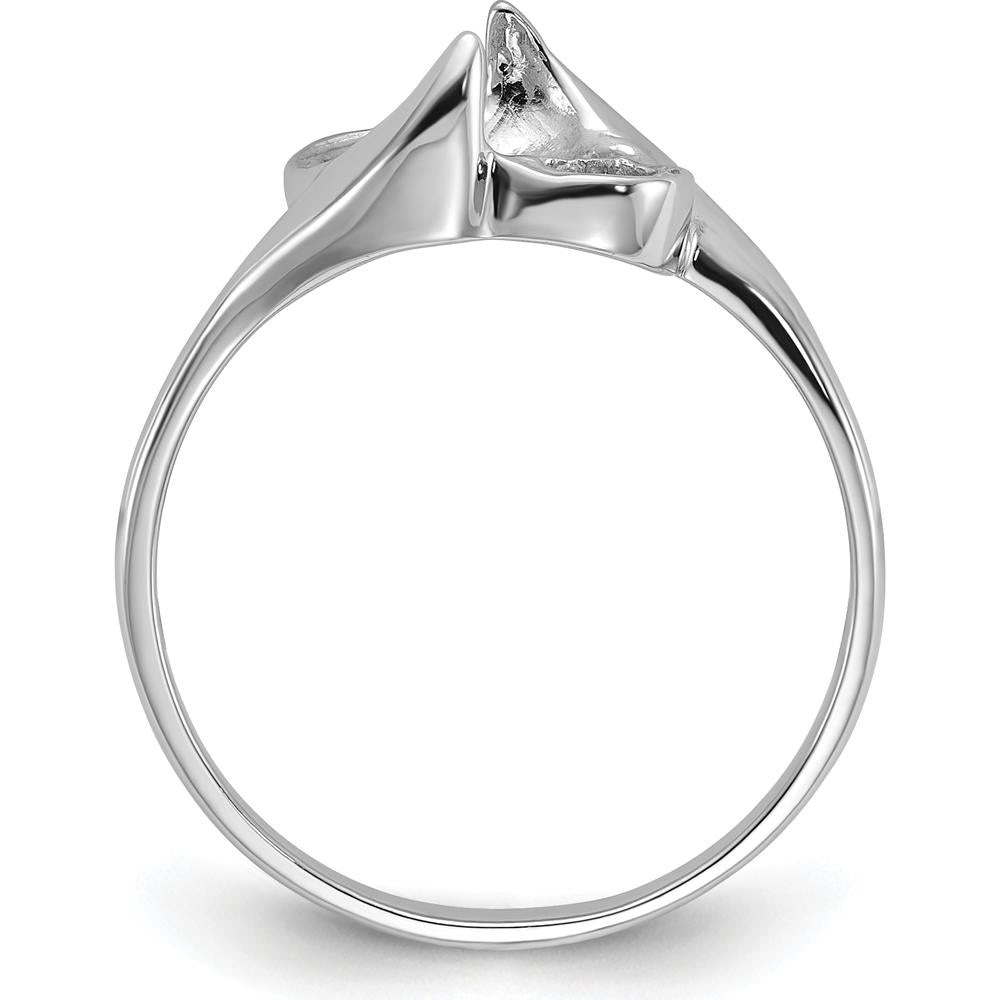 14K White Gold Polished Pearl Ring Mounting - Elegant Rhodium-Plated Design for Custom Creations by Monteluci Fine Jewelry