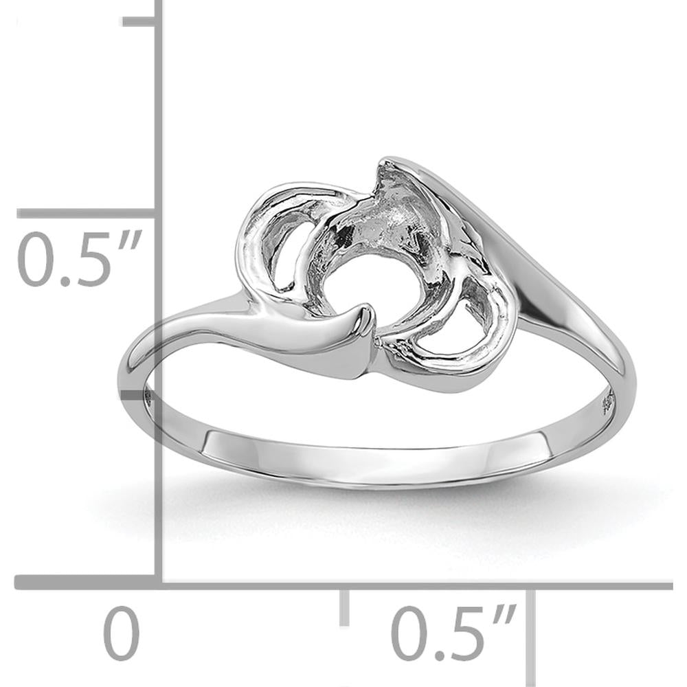 14K White Gold Polished Pearl Ring Mounting - Elegant Rhodium-Plated Design for Custom Creations by Monteluci Fine Jewelry