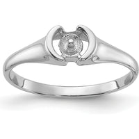 14K White Gold Polished Pearl Ring Mounting for 5mm Center Stone - Rhodium Plated by Oro Pregiato