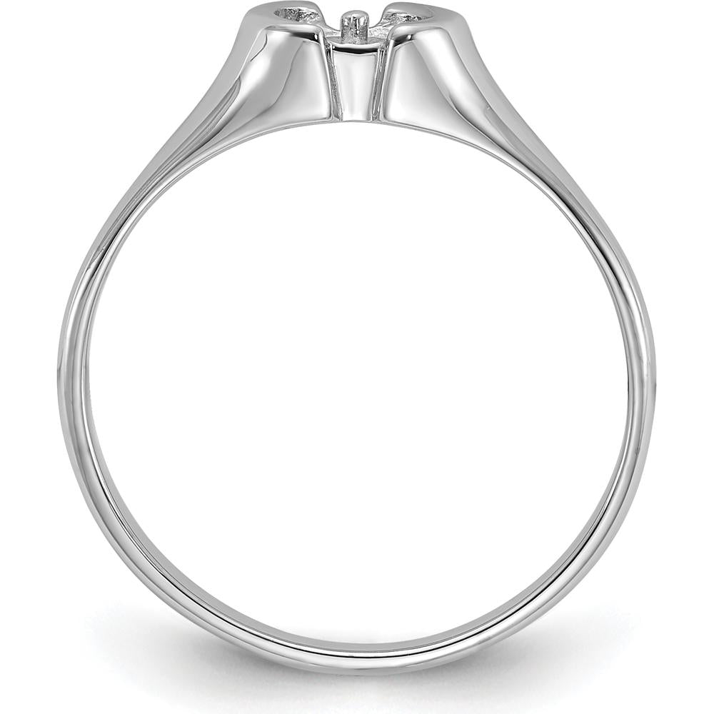 14K White Gold Polished Pearl Ring Mounting for 5mm Center Stone - Rhodium Plated by Oro Pregiato