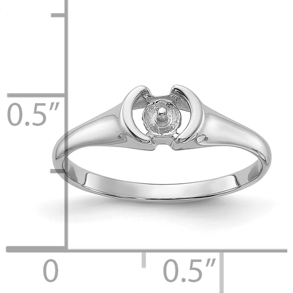 14K White Gold Polished Pearl Ring Mounting for 5mm Center Stone - Rhodium Plated by Oro Pregiato