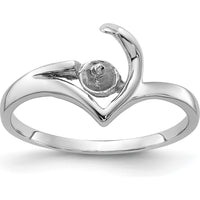14K White Gold Polished Pearl Ring Mounting for Custom Gemstone - 2mm Band Width, 11mm Top Length by Monteluci Fine Jewelry