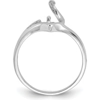 14K White Gold Polished Pearl Ring Mounting for Custom Gemstone - 2mm Band Width, 11mm Top Length by Monteluci Fine Jewelry