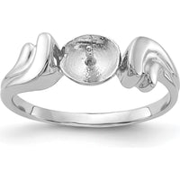 14K White Gold Polished Pearl Ring Mounting - Rhodium Plated, Tapered Band Design by Monteluci Fine Jewelry